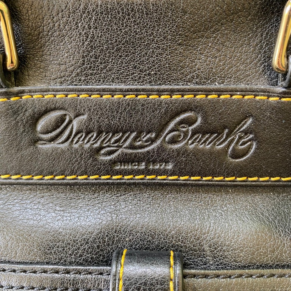 Dooney & Bourke Teardrop Satchel Black Florentine Vacchetta Leather Shoulder Bag - Picture 3 of 14